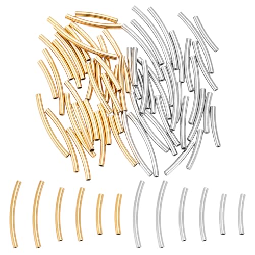 UNICRAFTALE 60 Stück 2 Farben 3 Größen Röhrenperlen Lange Gebogene Perlen Goldene Röhrenperlen Metallnudel Abstandshalterperlen Edelstahl Nudelperlen Röhrenperlen Für Die DIY Armbänder Ohrringe UNICRAFTALE 60 Stück 2 Farben 3 Größen Röhrenperlen Lange Gebogene Perlen Goldene Röhrenperlen Metallnudel Abstandshalterperlen Edelstahl Nudelperlen Röhrenperlen Für Die DIY Armbänder Ohrringe von UNICRAFTALE