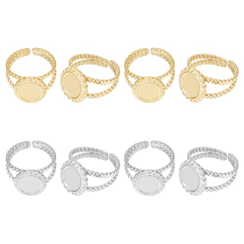 UNICRAFTALE 8 Stk 2 Farben Rohling Ringe Basis Offene Fingerringe Ovale Ringe Edelstahl Pad Ring Basis Offene Manschette Ring Lünette Set Für DIY Ringe Schmuckherstellung von UNICRAFTALE