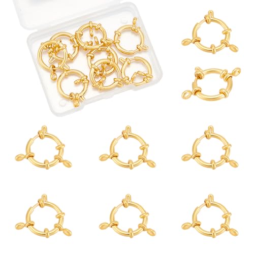 UNICRAFTALE 8 Stück 18mm 24 Karat Vergoldet Federringverschlüsse Edelstahl Runde Verschlüsse Für Halsketten Armbänder Ringverschlüsse Mit Glatter Oberfläche Verbindungsringe Für Schmuckherstellung von UNICRAFTALE