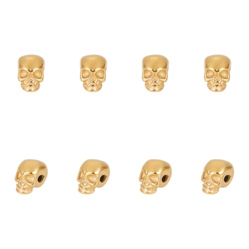 UNICRAFTALE 8 Stück Totenkopf Perlen Edelstahl Totenkopf Perlen Abstandsperlen 11mm Goldene Europäische Perlen Metallperlen Für Halloween Dekoration Für Die Halsketten Armbändern Und Schmuck von UNICRAFTALE