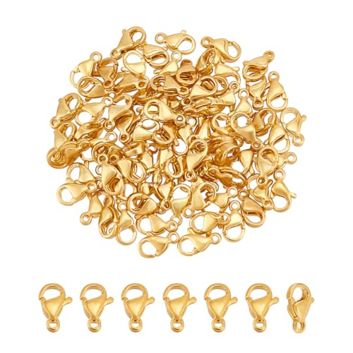 UNICRAFTALE 80 Stück 24 Karat Vergoldete Halskettenverschlüsse Karabinerverschluss Armbandverschlüsse 9mm Kettenverschlüsse Hakenende Schmuckverschlüsse Und Verschlüsse Für Armbändern Und Halsketten von UNICRAFTALE