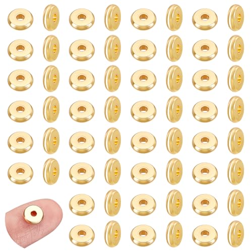 UNICRAFTALE 80 Stück 18 Karat Vergoldete Flache Scheiben Runde Abstandsperlen Edelstahlperlen Rondellperlen 2 mm Loch Für Die Herstellung von Armbändern Halsketten Und Schmuck von UNICRAFTALE