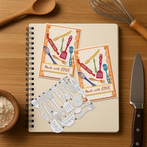 UNICRAFTALE Besteck Metall Schneidedies Für Kartenherstellung Prägeschablonen Gabel Löffel Ausschneidevorlagen Prägestanzen Bastelwerkzeuge Für DIY Scrapbooking Fotoalben von UNICRAFTALE