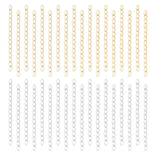 UNICRAFTALE Ca. 80 Stück 2 Farben 45-52mm Hypoallergen Kettenverlängerung Edelstahl Dapped Panzerkette Goldene Edelstahl Farbe Kettenverlängerung Schwänze Für Die Schmuckherstellung UNICRAFTALE Ca. 80 Stück 2 Farben 45-52mm Hypoallergen Kettenverlängerung Edelstahl Dapped Panzerkette Goldene Edelstahl Farbe Kettenverlängerung Schwänze Für Die Schmuckherstellung von UNICRAFTALE