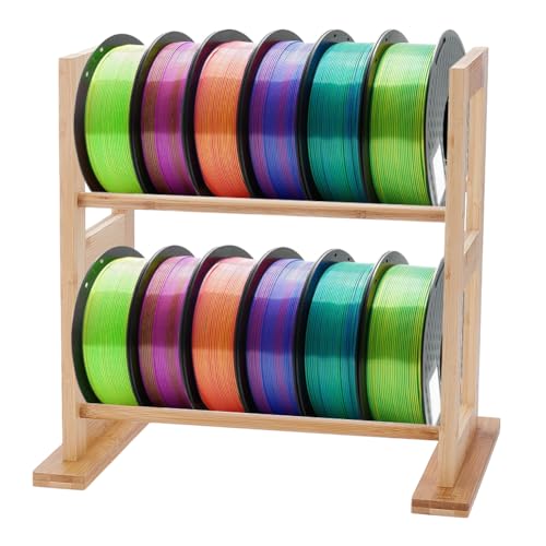 UNICRAFTALE Filament Aufbewahrungsregal Für 3D Drucker Schreibtisch Aus Holz Spulenhalter Für 3D Druckerfilamente 2 Stufiger Drucker Filament Organizer Für Den Arbeitsablauf Im Home Studio 28x41x41cm von UNICRAFTALE
