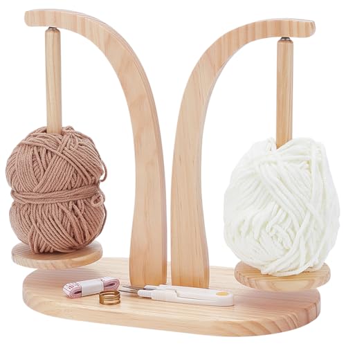UNICRAFTALE Garnhalter Aus Holz Zum Häkeln Und Stricken Garnknäuelhalter Mit 2 Spindel Garnspinner Häkelgeschenk Für Strickliebhaber Wollaufbewahrung als Muttertagsgeschenk von UNICRAFTALE