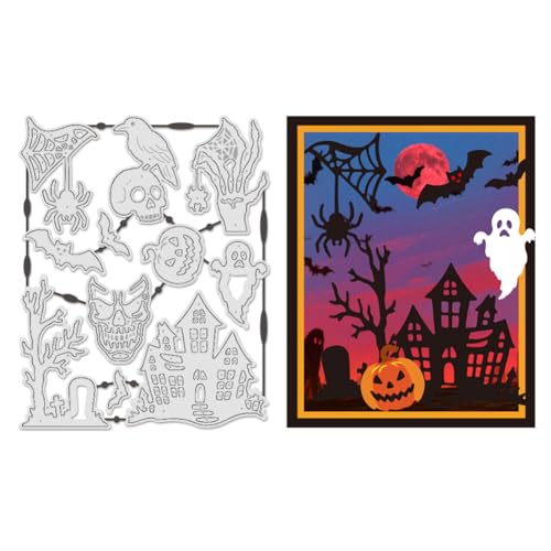 UNICRAFTALE Halloween Skelett Stanzformen Für Die Herstellung von Papierkarten Präge Metall Halloween Haus Stanzformen Set Totenkopf Geist Form Schablonenvorlage Für Scrapbooking UNICRAFTALE Halloween Skelett Stanzformen Für Die Herstellung von Papierkarten Präge Metall Halloween Haus Stanzformen Set Totenkopf Geist Form Schablonenvorlage Für Scrapbooking von UNICRAFTALE