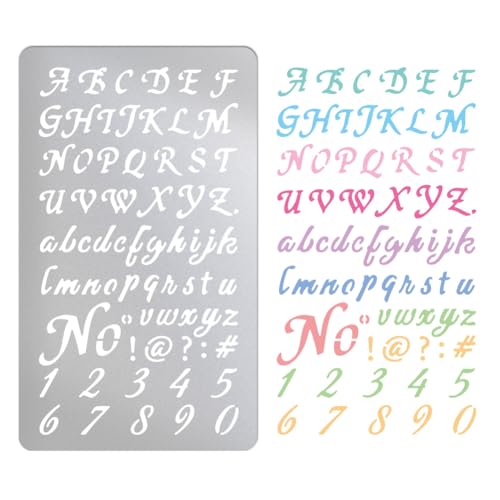 UNICRAFTALE Metall Holzbrennschablone Für Alphabet Und Zahlen Edelstahl Vorlage Geschweifte Buchstaben Vorlage Bullet Journaling Schablonen Zum Gravieren von Holz Und Mustern Notizbuch Tagebuch von UNICRAFTALE