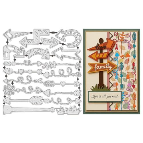UNICRAFTALE Metall-Stanzschablonen für Kartenherstellung, Blätter, Herz- und Pfeil-Prägeschablonen für Bastelarbeiten, Fotoalbum, Karten, Basteln, Scrapbooking, Dekoration, 20 Stück von UNICRAFTALE
