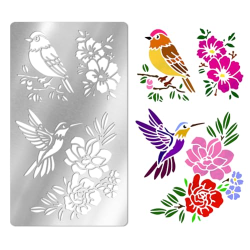 UNICRAFTALE Metallschablone Blumen Und Vögeln Edelstahlschablone Wiederverwendbare Tierschablone Kolibri Schablonen Blumenschablone Oder Malerei Auf Holz Leinwand Wänden Und DIY Bastelprojekten UNICRAFTALE Metallschablone Blumen Und Vögeln Edelstahlschablone Wiederverwendbare Tierschablone Kolibri Schablonen Blumenschablone Oder Malerei Auf Holz Leinwand Wänden Und DIY Bastelprojekten von UNICRAFTALE