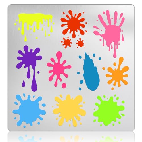 UNICRAFTALE Metallschablone Graffiti Splash Schablone Für Journaling Edelstahl Graffiti Vorlage Zum Holzbrennen Wiederverwendbare Vorlage Zum Zeichnen Scrapbooking Auf Stoff Tapeten 17.8cm von UNICRAFTALE