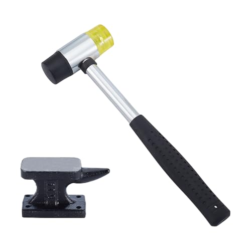 UNICRAFTALE Mini Horn Amboss Set Geschmiedeter Eisenamboss Mit Gummihammer Schmiedeschmiede Set Schmuckhammer Und Block Schmiedebankblock Amboss Silberschmiedewerkzeuge Metallstempeln von UNICRAFTALE