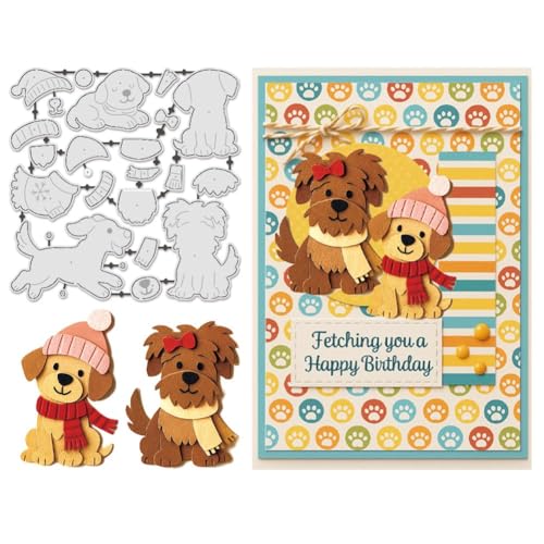 UNICRAFTALE Tier Hund Schneidematrizen Für Kartenbasteln Metall Haustier Prägestanzform Für Notizbuch Scrapbooking Geburtstag Stanzschablone DIY Prägung Papier Album Basteldekoration von UNICRAFTALE