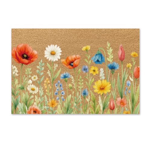 UNICRAFTALE Vintage Wildflower Türmatte Retro Florale Willkommensmatte rutschfeste Eingangsmatte Für Haustür Eingangsbereich Wohnung Badezimmer Dekor 43x76cm von UNICRAFTALE