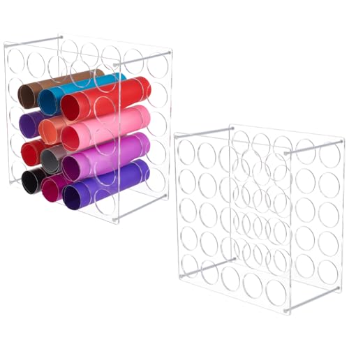 UNICRAFTALE Vinylrollen Aufbewahrungsregal 25 Loch Vinylhalter Organizer Acryl Vinylrollen Aufbewahrung Durchsichtiger Acryl Ausstellungsständer Mit Metallunterstützung Für Bastelräume 62x16.2x30.5cm von UNICRAFTALE
