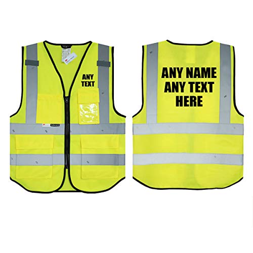Personalisierte Salzmann 3M Warnweste mit Text oder mehrfarbigem Logo und Mehreren Taschen, hergestellt mit 3M Reflektierendem Material - Gelb hochsichtbar Sicherheitsweste Arbeitsweste von UNIGIFT