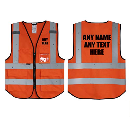 UNIGIFT Personalisierte Salzmann 3M Warnweste mit Text oder mehrfarbigem Logo und mehreren Taschen, hergestellt mit 3M Reflektierendem Material - Orange hochsichtbar Sicherheitsweste Arbeitsweste von UNIGIFT