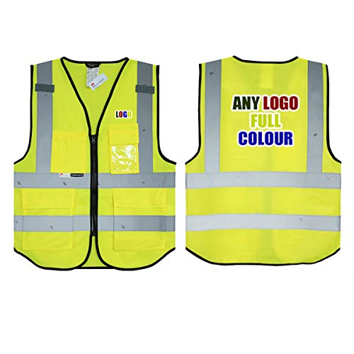UNIGIFT Personalisierte Salzmann 3M Warnweste mit mehrfarbigem Logo und mehreren Taschen, hergestellt mit 3M Reflektierendem Material - Gelb hochsichtbar Sicherheitsweste Arbeitsweste von UNIGIFT