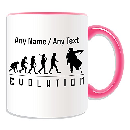 Personalisiertes Geschenk – Cello-Tasse (Evolution-Design-Farbe) Jeder Name Nachricht einzigartig – Spieler Umriss Event Hobby Klassische Musik Musiker Violinist Jazz Violoncello Symphonie Orchester von UNIGIFT
