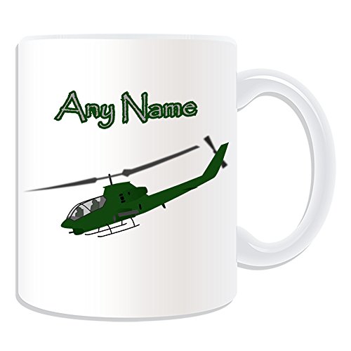 Personalisiertes Geschenk – Hubschrauber (Militär Becher Tasse Design Thema, weiß) – alle NachrichtName auf Ihre einzigartige – Armee Streitkräfte Soldaten Weltkrieg Waffe Schlacht Aircraft Flugzeug von UNIGIFT