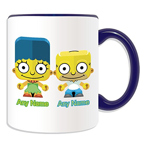 Personalisiertes Geschenk – Tasse für Paare (Simpsons-Familien-Design, Farboptionen) – jeder Name/Nachricht auf Ihrer einzigartigen Tasse – Homer Marge von UNIGIFT