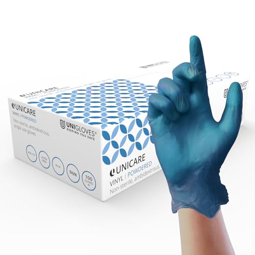 UNIGLOVES CB254S Einmalhandschuhe blau Vinyl gepudert klein 100 Stück von UNIGLOVES