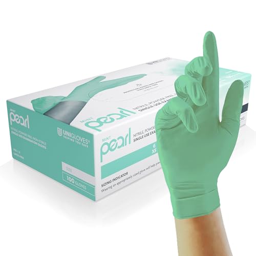 UNIGLOVES - Mint PEARL® Passgenaue Einweghandschuhe aus Nitril | Lebensmittelecht, puderfrei & latexfrei | hohe Festigkeit & Haltbarkeit | 100 Stück | Einmalhandschuh XL von UNIGLOVES