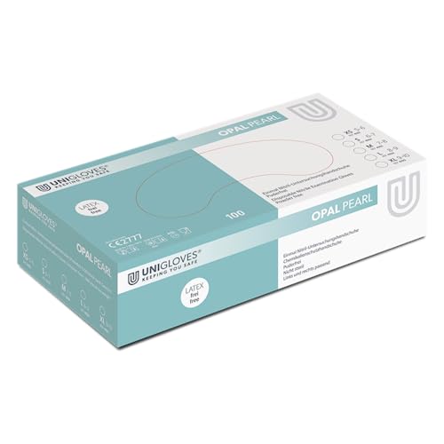 UNIGLOVES - Opal PEARL® Passgenaue Einweghandschuhe aus Nitril | Lebensmittelecht, puderfrei & latexfrei | hohe Festigkeit & Haltbarkeit | 100 Stück | Einmalhandschuh XS von UNIGLOVES