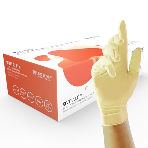 UNIGLOVES lano-e Powder gratis transparenter Latex Einweg Handschuhe – Box x100 von UNIGLOVES