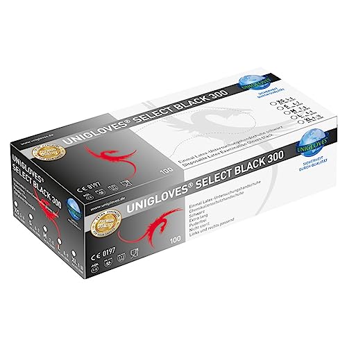 Unigloves SELECT BLACK 300 Latexhandschuhe Größe L von UNIGLOVES