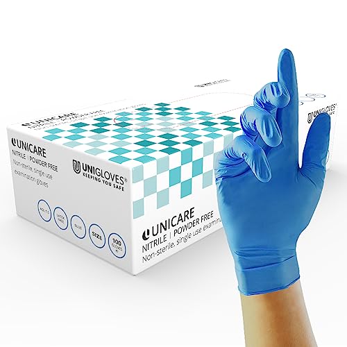 Unigloves UCV1203 Nitril-Handschuhe, puderfrei, Large, 100 Stück, Blau von UNIGLOVES