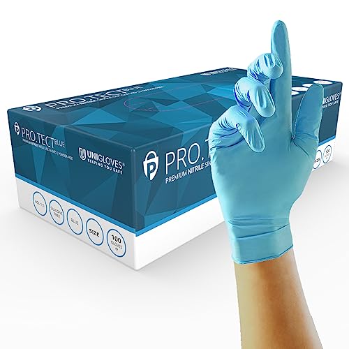 Unigloves gu0042 Premium Nitril puderfrei Handschuhe – Klein (Box 100 Stück), blau, Set 100 Stück von NITREX