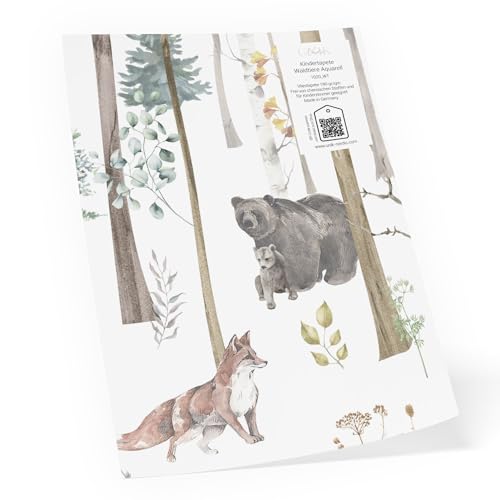 UNIK Nordic Tapeten-Produktmuster WT DIN A4, Größe 21 x 29,7 cm, Fototapete Auschnitt mit Motiv, Materialprobe Premium Vliestapeten, Waldtiere Aquarell #1020 Muster UNIK Nordic Tapeten-Produktmuster WT DIN A4, Größe 21 x 29,7 cm, Fototapete Auschnitt mit Motiv, Materialprobe Premium Vliestapeten, Waldtiere Aquarell #1020 Muster von UNIK Nordic