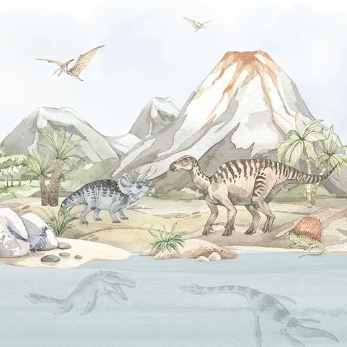 UNIK Nordic Vliestapete Kindertapete Dinosaurier Pastell 400 x 250 cm – Urzeitwelt mit Vulkan & Dinos im Aquarellstil – schadstofffrei & kreativitätsfördernd – liebevoll gestaltet fürs Kinderzimmer UNIK Nordic Vliestapete Kindertapete Dinosaurier Pastell 400 x 250 cm – Urzeitwelt mit Vulkan & Dinos im Aquarellstil – schadstofffrei & kreativitätsfördernd – liebevoll gestaltet fürs Kinderzimmer von UNIK Nordic