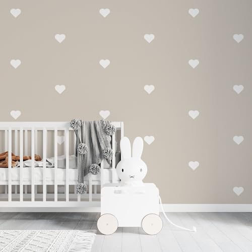 UNIK Nordic Vliestapete Kindertapete Herzen 450 x 280 cm – dezentes Design mit weißen Herzchen auf Beige – liebevoll & schadstofffrei – ideal für Babyzimmer oder Kinderzimmer UNIK Nordic Vliestapete Kindertapete Herzen 450 x 280 cm – dezentes Design mit weißen Herzchen auf Beige – liebevoll & schadstofffrei – ideal für Babyzimmer oder Kinderzimmer von UNIK Nordic