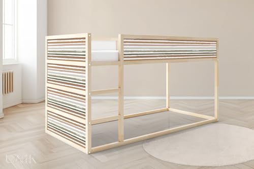 Unik Nordic IKEA Kura Folie 5 Sticker set oben – Streifen-Design – Möbelfolie Kinderbett – Minimalistisch & modern – Selbstklebende Sticker für Jungen & Mädchen von UNIK Nordic