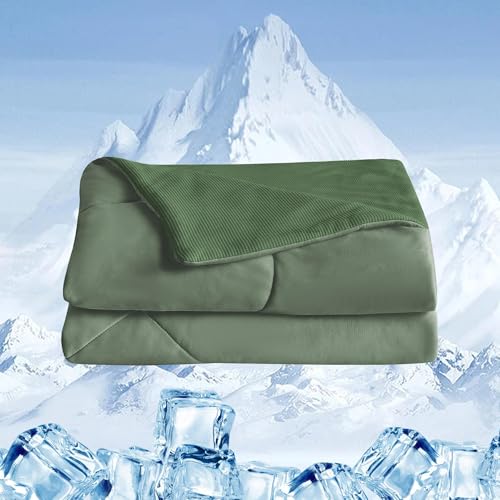 UNIKOME Kühldecke 135x200cm, Doppelseitige Sommerdecke für Sommer, Leichte Kühlende Bettdecke für Menschen, Kühldecken zum Schlafen Cooling Blanket Waschbar, Öeko-Tex (Grün) von UNIKOME