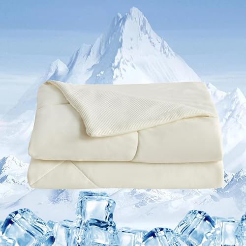UNIKOME Kühldecke 135x200cm, Doppelseitige Sommerdecke für Sommer, Leichte Kühlende Bettdecke für Menschen, Kühldecken zum Schlafen Cooling Blanket Waschbar, Öeko-Tex (Milchweiß) von UNIKOME