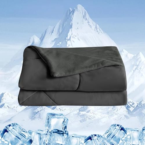 UNIKOME Kühldecke 135x200cm, Doppelseitige Sommerdecke für Sommer, Leichte Kühlende Bettdecke für Menschen, Kühldecken zum Schlafen Cooling Blanket Waschbar, Öeko-Tex (Schwarz) von UNIKOME