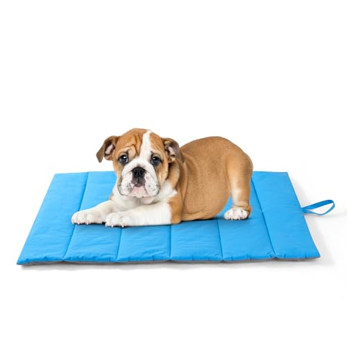 UNIKOME wasserdichte Hundematte Outdoor, Waschbares Hundebett Antistatik, rutschfest Hundematte Faltbar Tragbar, Große Reisedecke Haustier für Camping Unterweg (Rot+Royal Blue, 76 x 48 cm) von UNIKOME