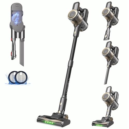 UNINELL HOME UV1 Akku Staubsauger 45000Pa/450W/60Min,Staubsauger Kabellos mit LED Touchscreen, Anti-Verhedderung-Bürste akkustaubsauger für Teppich,Hartboden und Tierhaare,Schwarzes Gold von UNINELL HOME