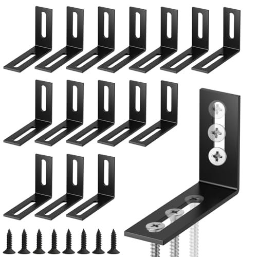 16 Stück Winkelverbinder Schwarz, Metallwinkel 90 Grad, 40 x 60mm Edelstahl Winkel Verstellbare Befestigungswinkel, mit 34 Schrauben Regalwinkel für Tabelle Stuhl Bücherregal Schränke von UNINGYI