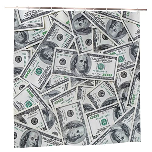 UNIOND Lustiger Duschvorhang mit Dollar Geld bedruckt, wasserdichter Stoff, Dekoration, Badvorhang mit Haken für Badezimmer, 183 x 183 cm von UNIOND