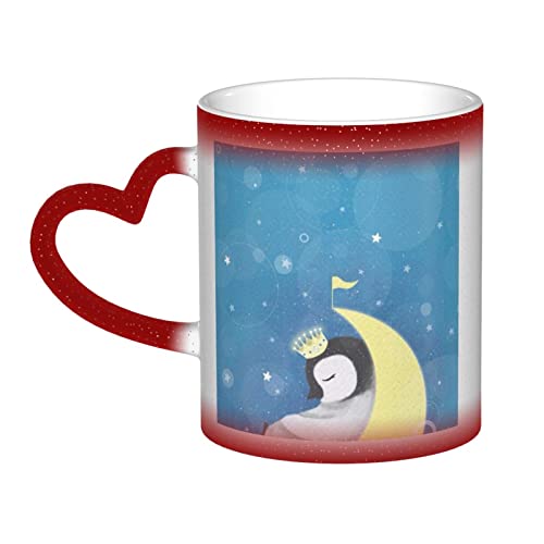 UNIOND Süße gute Nacht Pinguin gedruckt Farbwechsel Tasse Keramik wärmeempfindliche Kaffee Tee Tasse für Männer Frauen von UNIOND