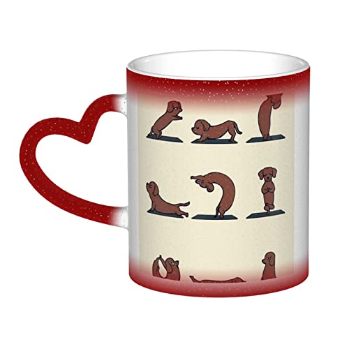 UNIOND Tasse mit Hunde-Yoga-Druck, Farbwechsel, Keramik, wärmeempfindlich, für Kaffee und Tee für Männer und Frauen von UNIOND