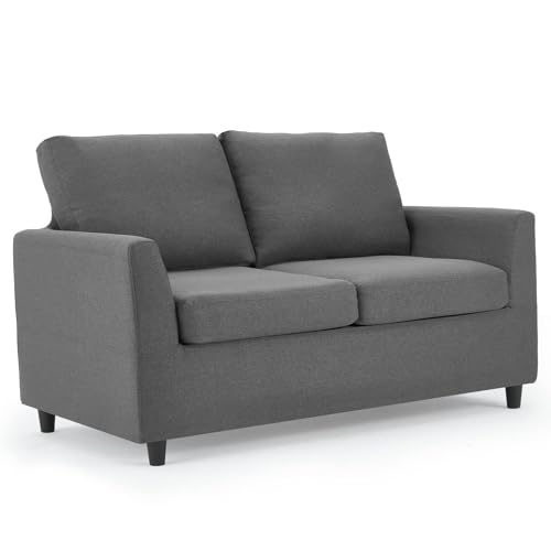 UNIONLINE 2 Seater Sofa mit abnehmbaren Sofabezügen, Doppelsitz, kleines Sofa, Zweisitzer, Couch, modern, für Wohnzimmer, Dunkelgrau von UNIONLINE