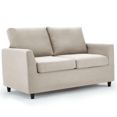 UNIONLINE 2 Seater Sofa mit abnehmbaren Sofabezügen, Doppelsitzer, kleines Sofa, Loveseat Couch, modern, Weiß von UNIONLINE