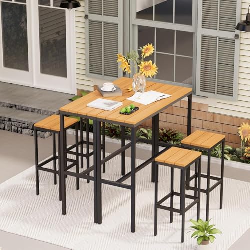 UNIONLINE 6-TLG. Gartenbar-Set, Outdoor Bartisch Gartenmöbel Set mit 2 Höhe Tisch und Stühle und 4 Barhockern Patio Pub Bar Set für Balkon UNIONLINE 6-TLG. Gartenbar-Set, Outdoor Bartisch Gartenmöbel Set mit 2 Höhe Tisch und Stühle und 4 Barhockern Patio Pub Bar Set für Balkon von UNIONLINE