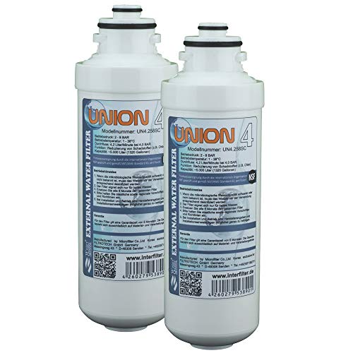 Ersatzkartusche für Wasserfilter "Union 4" Externer Kühlschrankfilter für SbS Kühlschrank. Filter Pack ohne Kopf (2-er Pack) von UNIONfilter