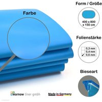 Premium Poolfolie für Ovalpool, 800 cm x 400 cm x 150 cm, Stärke: 0,6 mm, blau, Keilbiese von UNIPOOL